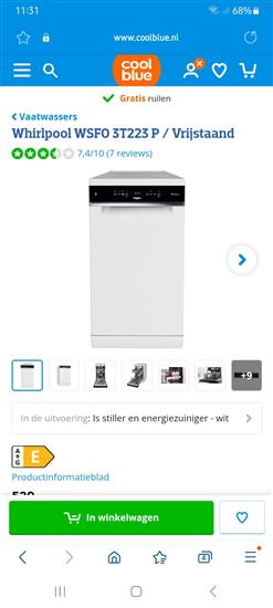 Grote foto vaatwasser whirpool wsfo3t223p witgoed en apparatuur vaatwasmachines