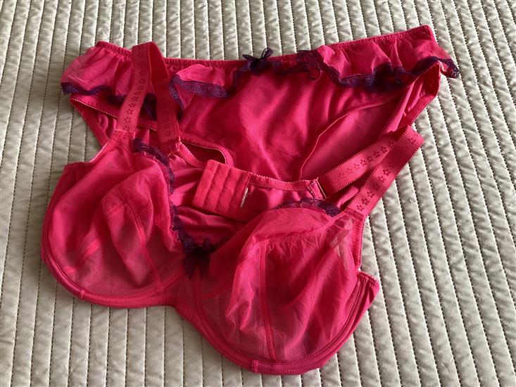 Grote foto gedragen roze lingerie setje 95 e broekje 46 48 erotiek kleding