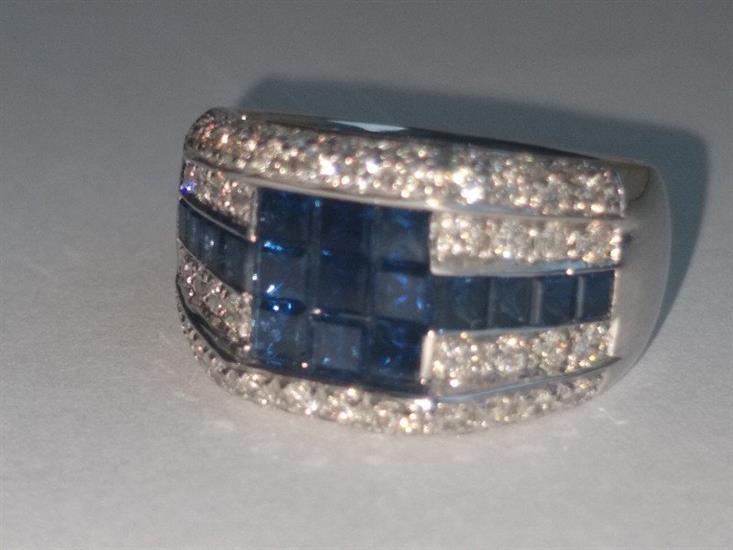 Grote foto witgouden ring ingelegd met diamanten en saffieren diversen overige diversen